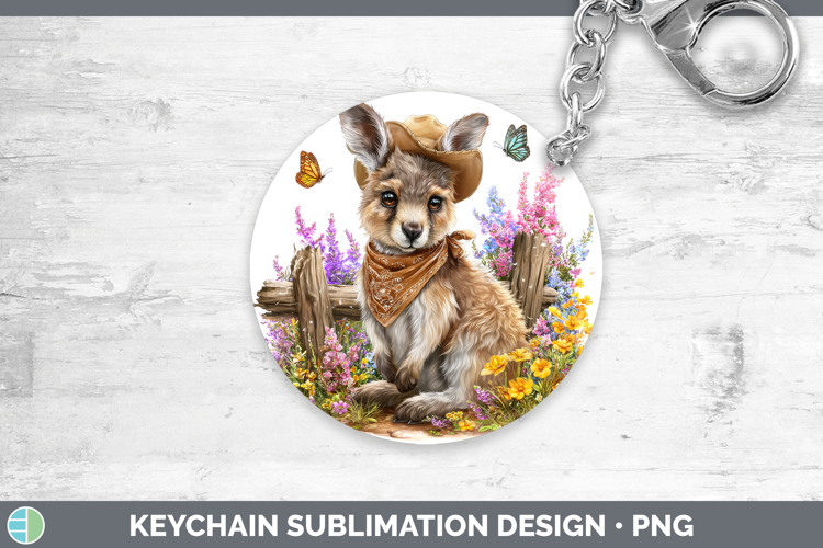 Kangaroo Keychain Safari Bandana Summer Sublimation Keyring
