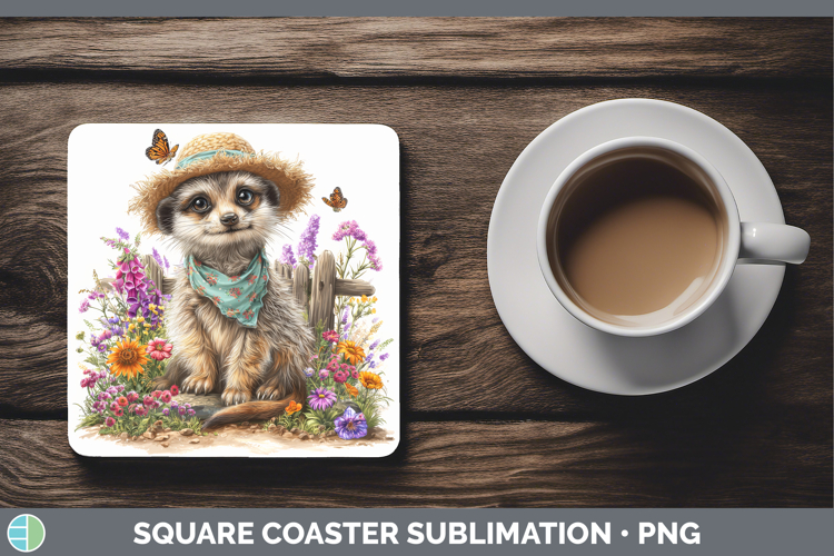 Meerkat Square Coaster Safari Bandana Summer Sublimation Coa
