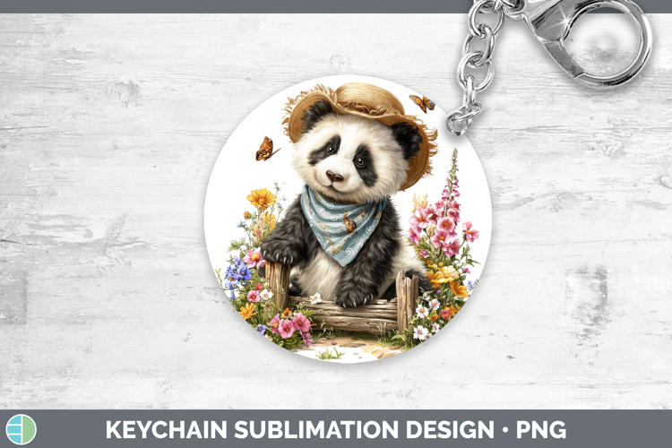 Panda Bear Keychain Safari Bandana Summer Sublimation Keyrin