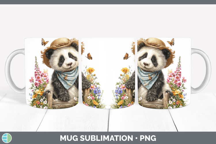 Panda Bear Mug Wrap Safari Bandana Summer Sublimation Coffee