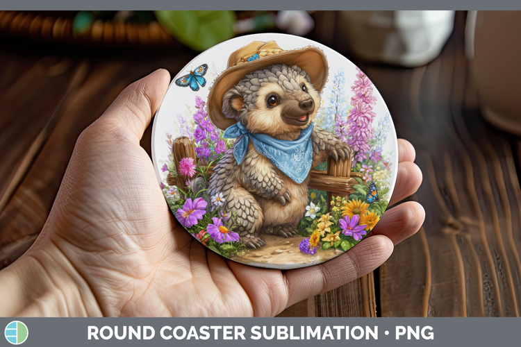 Pangolin Round Coaster Safari Bandana Summer Sublimation Coa