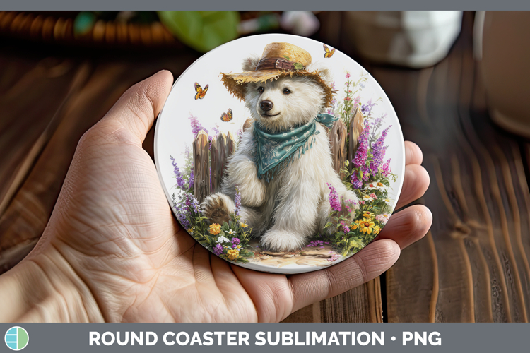 Polar Bear Round Coaster Safari Bandana Summer Sublimation C