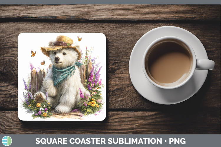 Polar Bear Square Coaster Safari Bandana Summer Sublimation