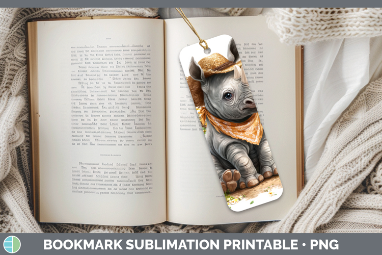 Rhino Bookmark Safari Bandana Summer Sublimation Printable D