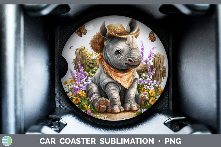 Rhino Car Coaster Safari Bandana Summer Sublimation Designs