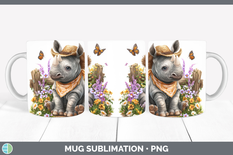 Rhino Mug Wrap Safari Bandana Summer Sublimation Coffee Cup