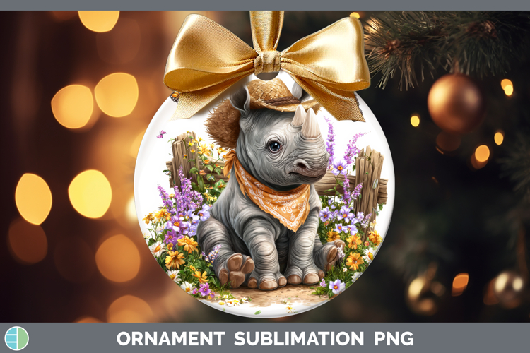 Rhino Ornament Safari Bandana Summer Sublimation Bauble Desi