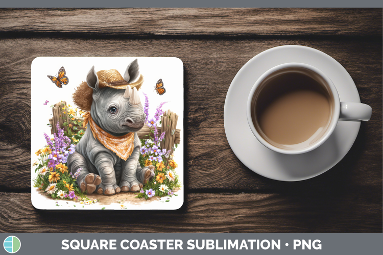 Rhino Square Coaster Safari Bandana Summer Sublimation Coast