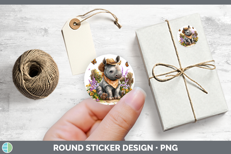 Safari Bandana Summer Rhino Stickers | Round Labels Designs