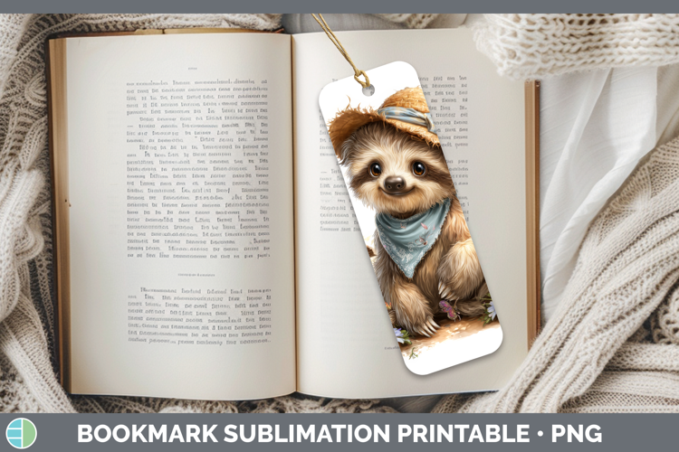 Sloth Bookmark Safari Bandana Summer Sublimation Printable D