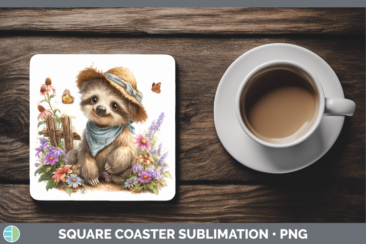 Sloth Square Coaster Safari Bandana Summer Sublimation Coast