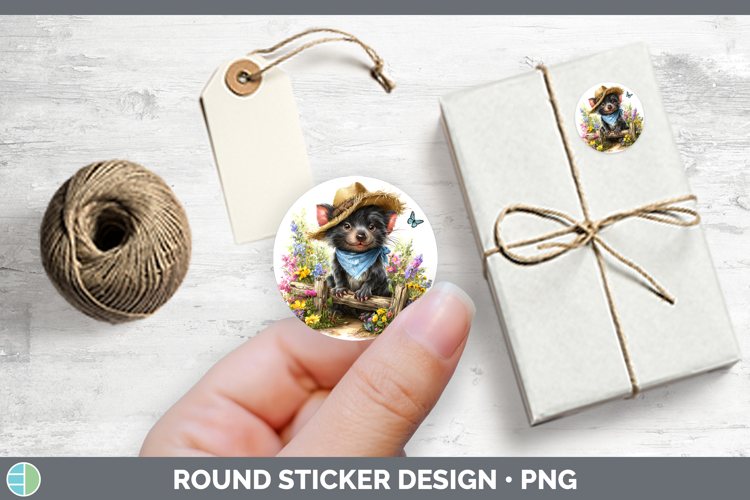 Safari Bandana Summer Tasmanian Devil Stickers | Round Label