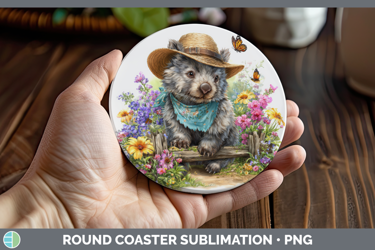 Wombat Round Coaster Safari Bandana Summer Sublimation Coast