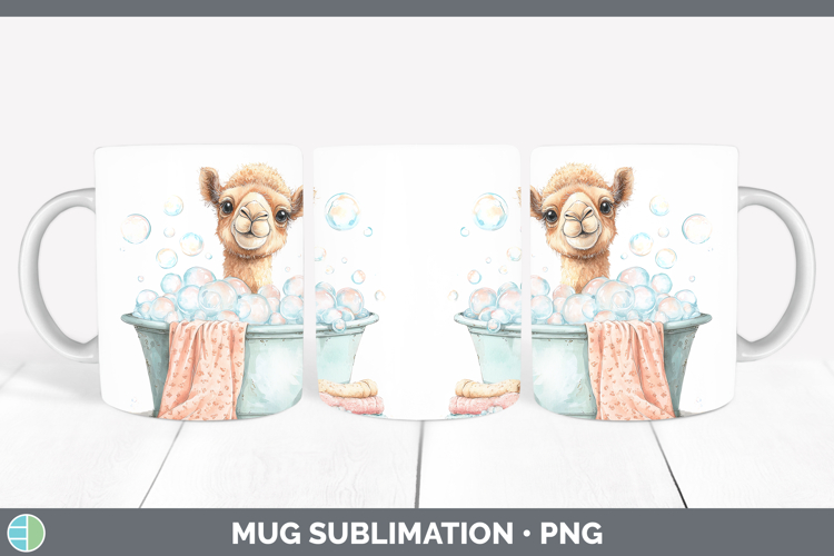 Camel Safari Bathtub Mug Wrap Sublimation Design