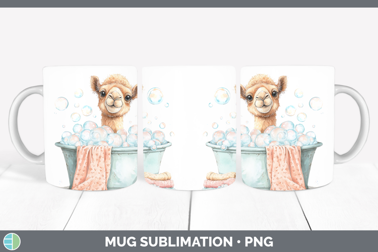 Camel Safari Bathtub Mug Wrap Sublimation Design