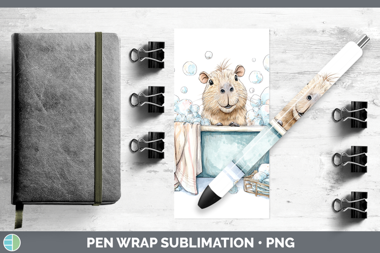Capybara Safari Bathtub Pen Wrap Sublimation Design