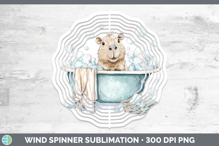 Capybara Safari Bathtub Wind Spinner Sublimation Design