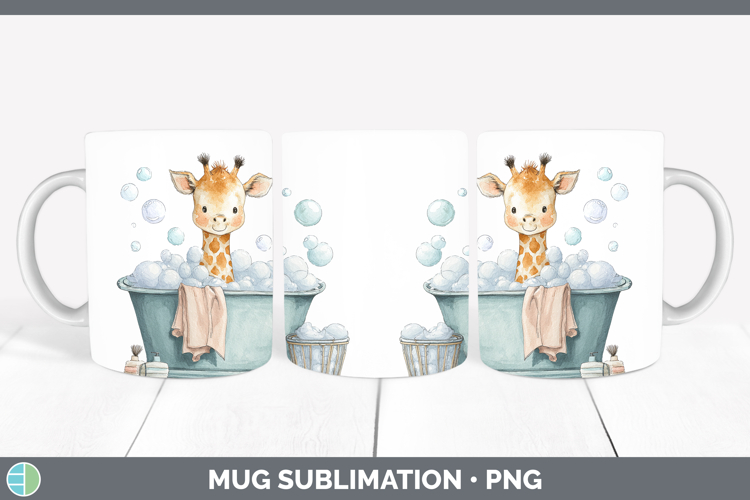 Giraffe Safari Bathtub Mug Wrap Sublimation Design
