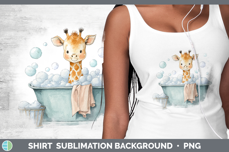 Giraffe Safari Bathtub Shirt Sublimation Design