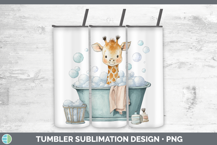 Giraffe Safari Bathtub Tumbler Sublimation Design