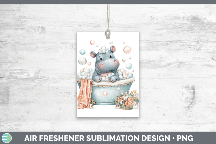 Hippo Safari Bathtub Air Freshener Sublimation Design