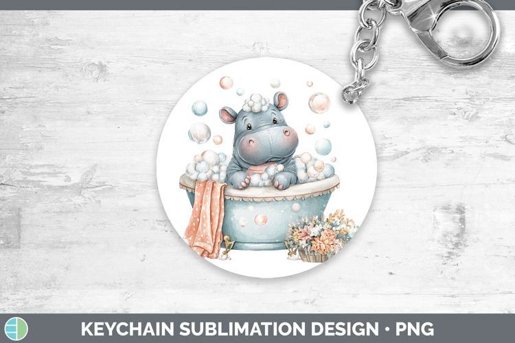 Hippo Safari Bathtub Keychain Sublimation Design