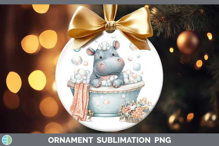 Hippo Safari Bathtub Ornament Sublimation Design