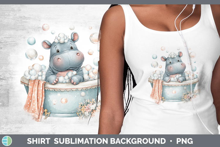 Hippo Safari Bathtub Shirt Sublimation Design
