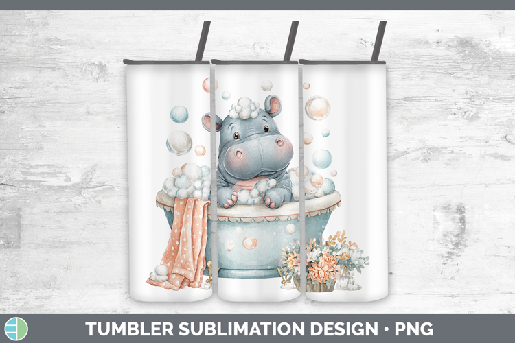 Hippo Safari Bathtub Tumbler Sublimation Design