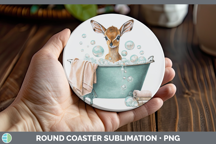 Impala Safari Bathtub Round Coaster Sublimation Design