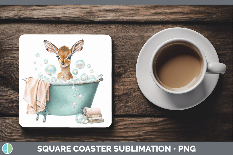 Impala Safari Bathtub Square Coaster Sublimation Design