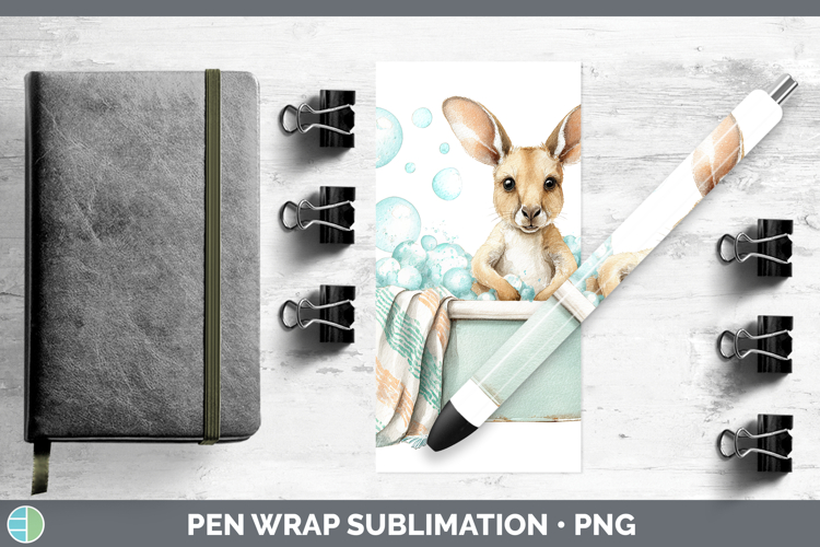 Kangaroo Safari Bathtub Pen Wrap Sublimation Design