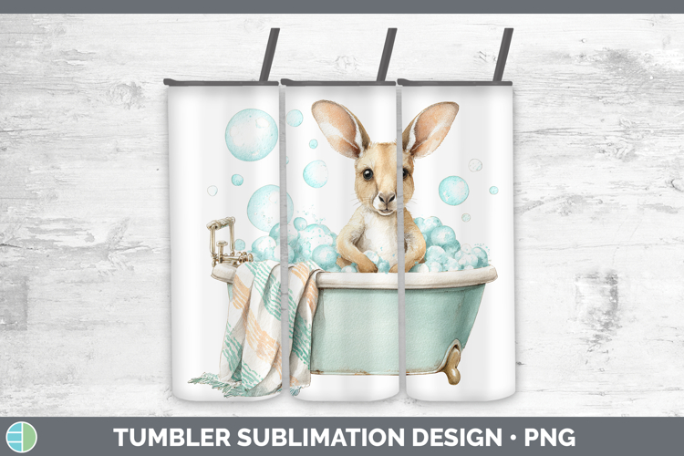 Kangaroo Safari Bathtub Tumbler Sublimation Design
