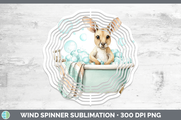 Kangaroo Safari Bathtub Wind Spinner Sublimation Design
