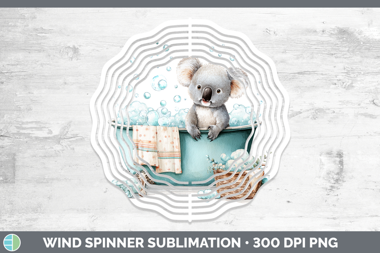Koala Safari Bathtub Wind Spinner Sublimation Design