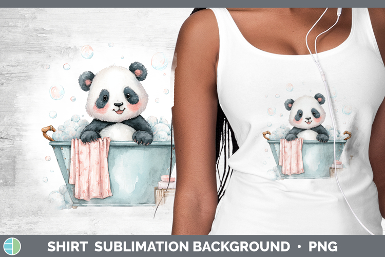 Panda Bear Safari Bathtub Shirt Sublimation Design