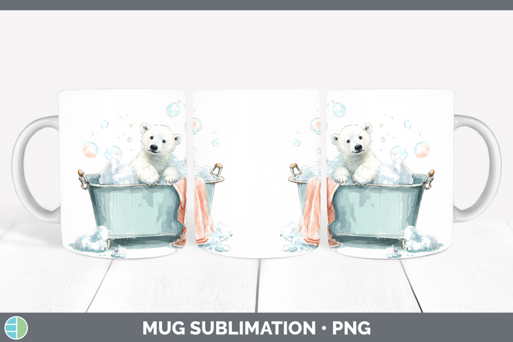 Polar Bear Safari Bathtub Mug Wrap Sublimation Design