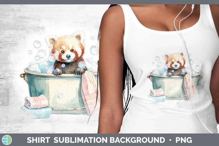 Red Panda Safari Bathtub Shirt Sublimation Design