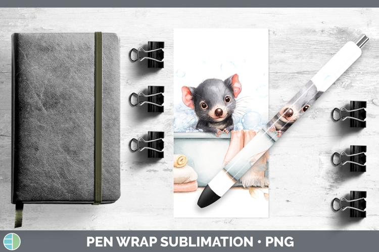 Tasmanian Devil Safari Bathtub Pen Wrap Sublimation Design