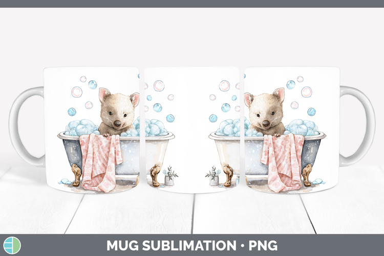 Wombat Safari Bathtub Mug Wrap Sublimation Design