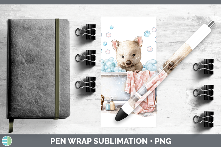 Wombat Safari Bathtub Pen Wrap Sublimation Design