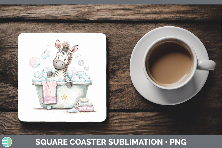 Zebra Safari Bathtub Square Coaster Sublimation Design