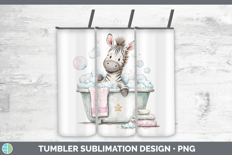 Zebra Safari Bathtub Tumbler Sublimation Design