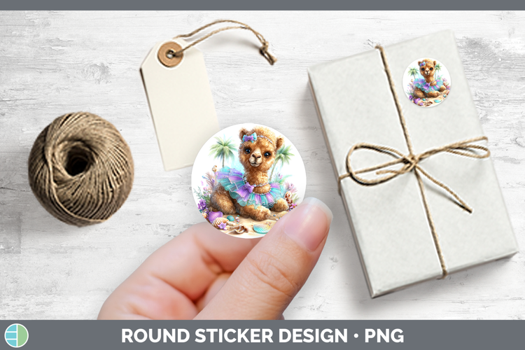 Safari Beach Camel Stickers | Round Labels Designs