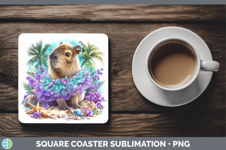 Safari Beach Capybara Square Coaster Sublimation Coaster Des