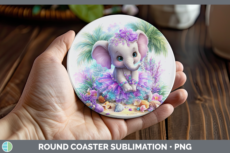 Safari Beach Elephant Round Coaster Sublimation Coaster Desi