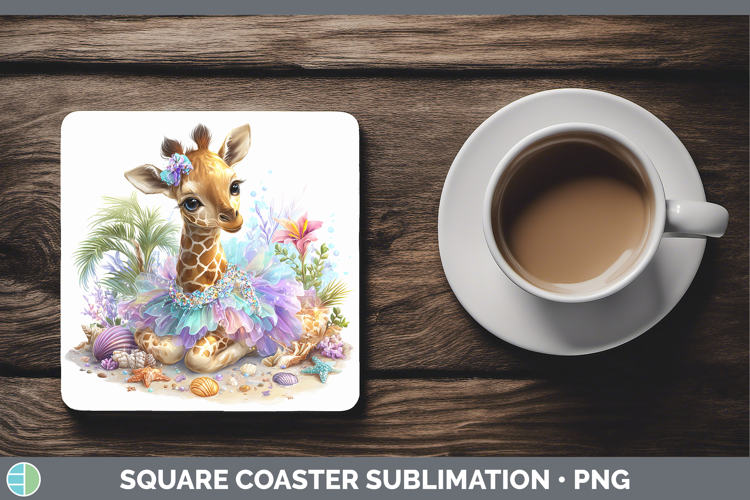 Safari Beach Giraffe Square Coaster Sublimation Coaster Desi