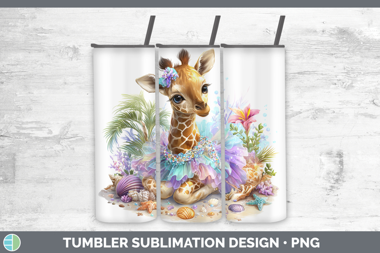 Safari Beach Giraffe Tumbler Sublimation 20 oz Skinny Tumble