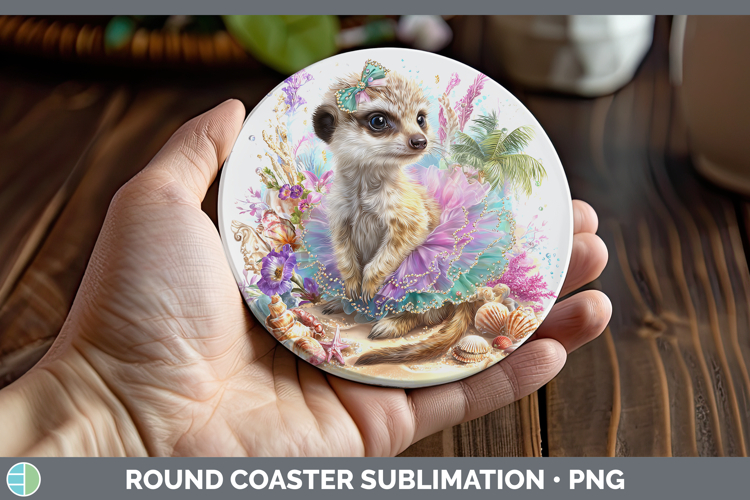 Safari Beach Meerkat Round Coaster Sublimation Coaster Desig