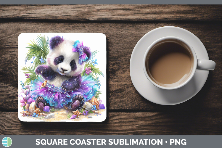 Safari Beach Panda Bear Square Coaster Sublimation Coaster D